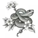 snakes with cherry blossoms  tattoo design idea
