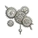 A dotwork tattoo of a clock mechanism with gears and intricate details, symbolizing the client's love for timepieces and mechanical intricacies tattoo design idea