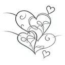 3 love hearts connected single  line tattoo tattoo design idea
