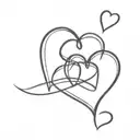 3 love hearts connected single  line tattoo tattoo design idea