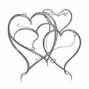 3 love hearts connected tattoo design idea