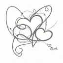 3 love hearts connected tattoo design idea