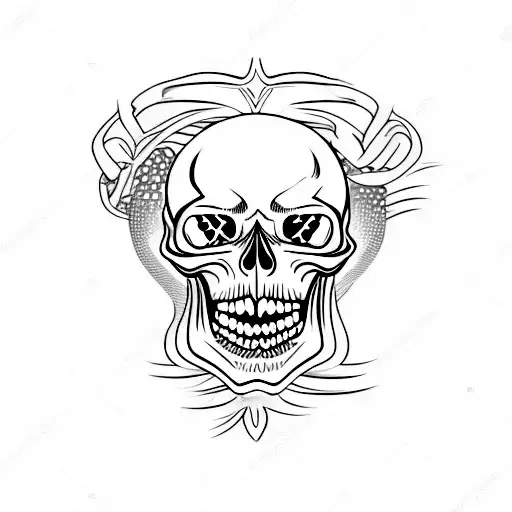 open mouth skull tattoo design idea