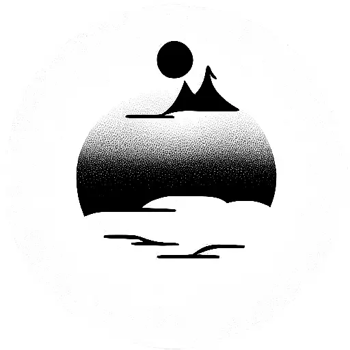 floating island with a willow tree tattoo design idea