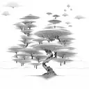 floating island with a willow tree tattoo design idea