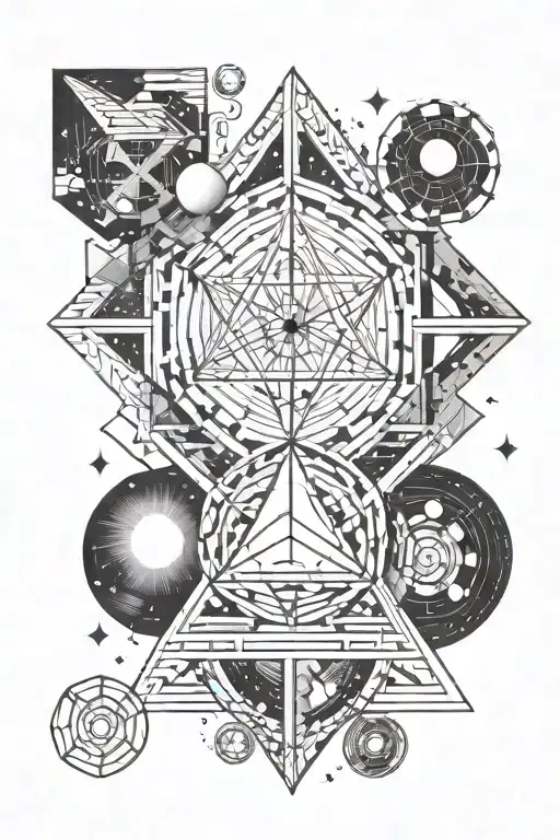 geometric, space, math themed tatoo tattoo design idea