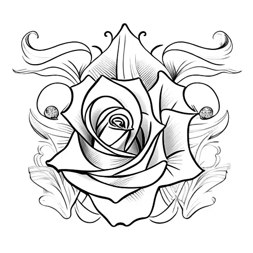 rose with "juana" name in cursive as the stem  tattoo design idea