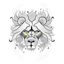 lion body 2d with fire, mixed with words in farsi saying to find the light you must come from darkness tattoo design idea