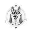 A German Shepherd playing with a pipe wrench tattoo design idea