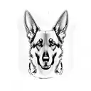 A German Shepherd playing with a pipe wrench tattoo design idea
