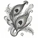 peacock feather transforming tattoo design idea