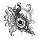 peacock feather transforming tattoo design idea