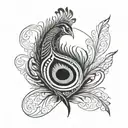 peacock feather transforming tattoo design idea