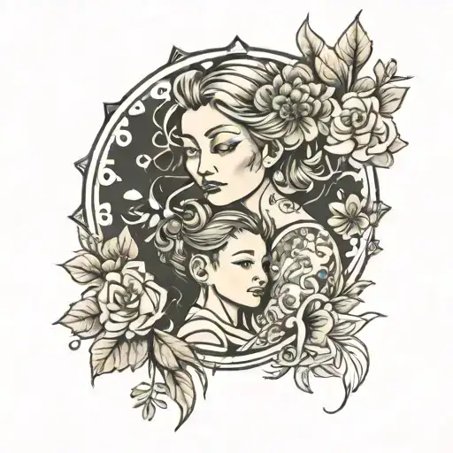 mom and son  tattoo design idea