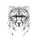 Outline of a cheetah head resemboling brotherhood  with a renaissance style to it on the forearm tattoo design idea