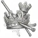 Create a tattoo of a Swedish crown with hockey sticks crossed behind it, representing your love for both tattoo design idea