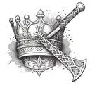 Create a tattoo of a Swedish crown with hockey sticks crossed behind it, representing your love for both tattoo design idea