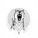 A wolf howling at the moon while surrounded by electrical circuitry tattoo design idea