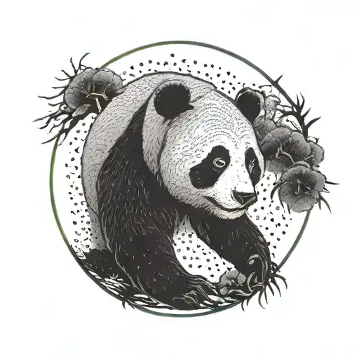 enso circle with a panda in the middle tattoo design idea