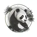 enso circle with a panda in the middle tattoo design idea