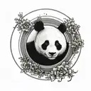 enso circle with a panda in the middle tattoo design idea