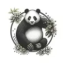 enso circle with a panda in the middle tattoo design idea