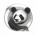 enso circle with a panda in the middle tattoo design idea