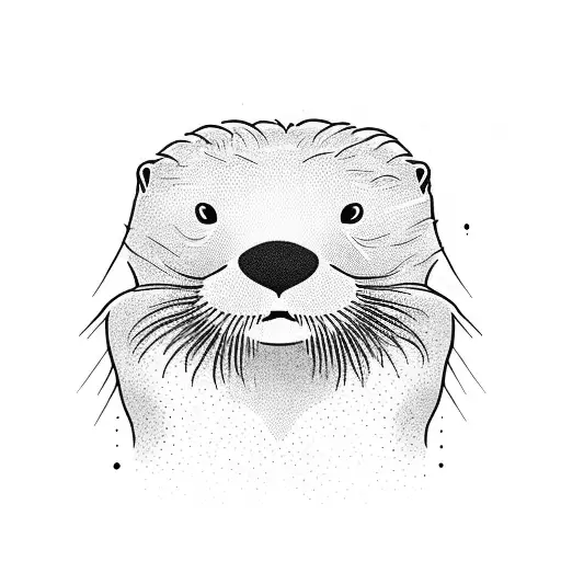 six otters representing a dad, mom, son, son, grandson, grandson tattoo design idea
