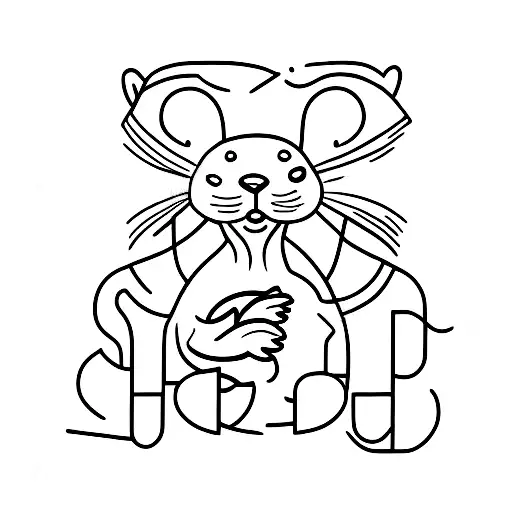 6 otters representing a dad, mom, son, son, grandson, grandson tattoo design idea