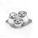 six otters representing a dad, mom, son, son, grandson, grandson tattoo design idea