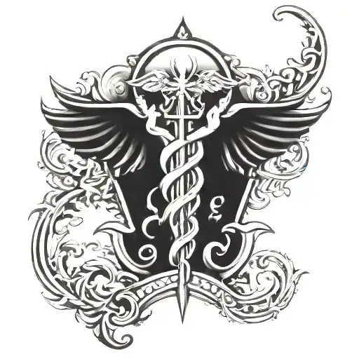 caduceus staff symbol tattoo design idea