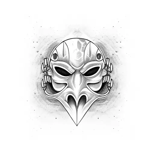 Mask with car turbos tattoo design idea