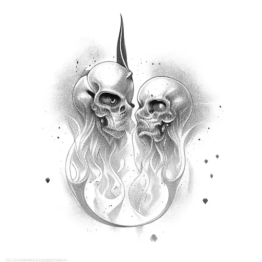 twin flame tattoo design idea