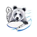 bear with surfboard  tattoo design idea