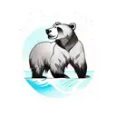bear with surfboard  tattoo design idea