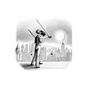 violinist on a roof in Front of City by Night tattoo design idea