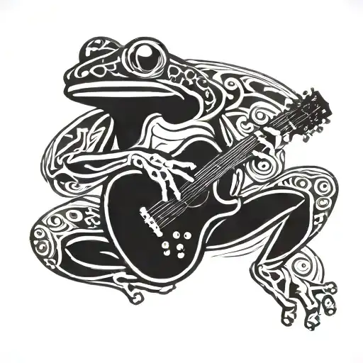 coqui frog playing a guitar tattoo design idea