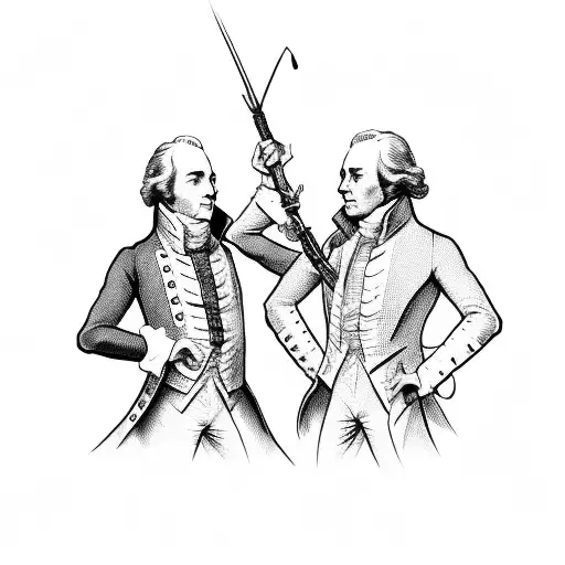Aaron burr and Alexander Hamilton dueling each other tattoo design idea