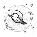 A bird that flies to the moon tattoo design idea