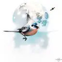 A bird that flies to the moon tattoo design idea