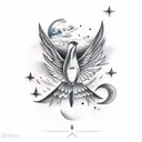 A bird that flies to the moon tattoo design idea