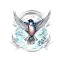 A bird that flies to the moon tattoo design idea