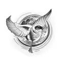 A bird that flies to the moon tattoo design idea