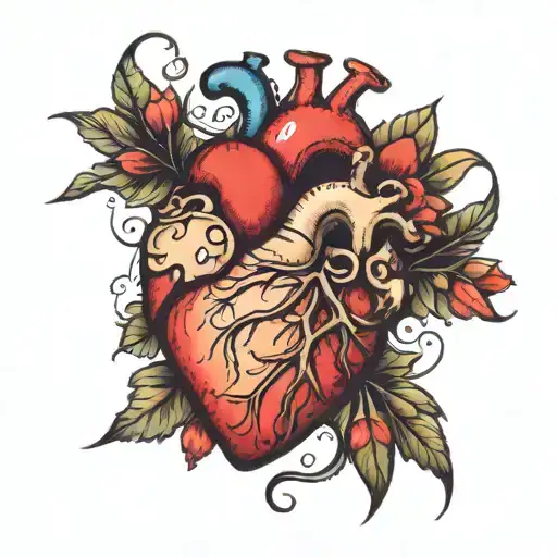 Heart with stitches holding them together tattoo design idea