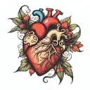 Heart with stitches holding them together tattoo design idea