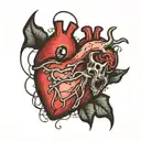 Heart with stitches holding them together tattoo design idea