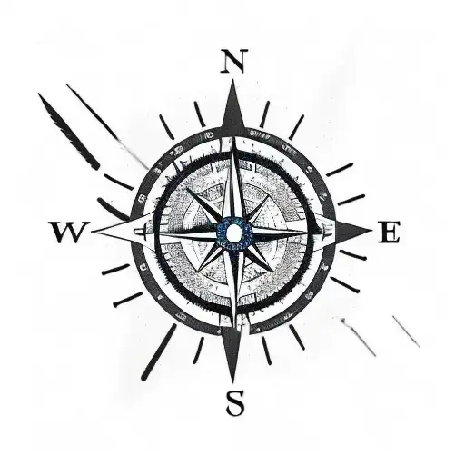 A compass with a trail of footprints leading to different landmarks around the world tattoo design idea