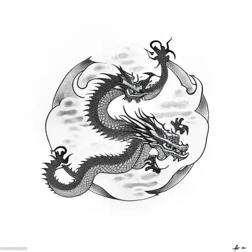 Dragon with an Enso tattoo design idea