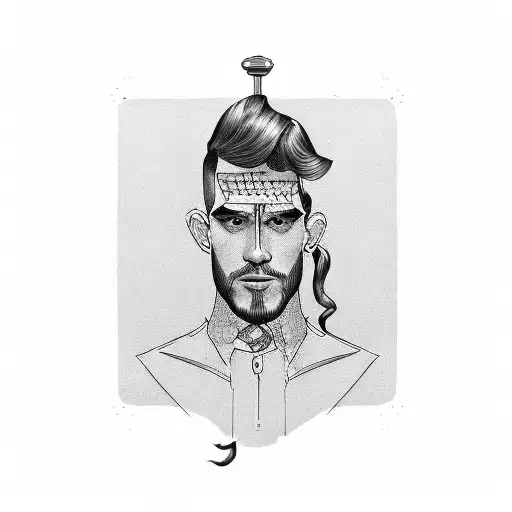 barber pole with folding straight razor  tattoo design idea