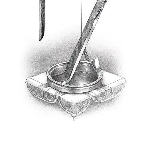 barber pole with folding straight razor  tattoo design idea